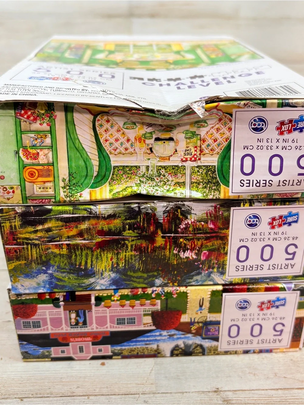 Lot Of 3 Artist Series Sure Lox 500 Piece Puzzles Sealed Challenging Colorful